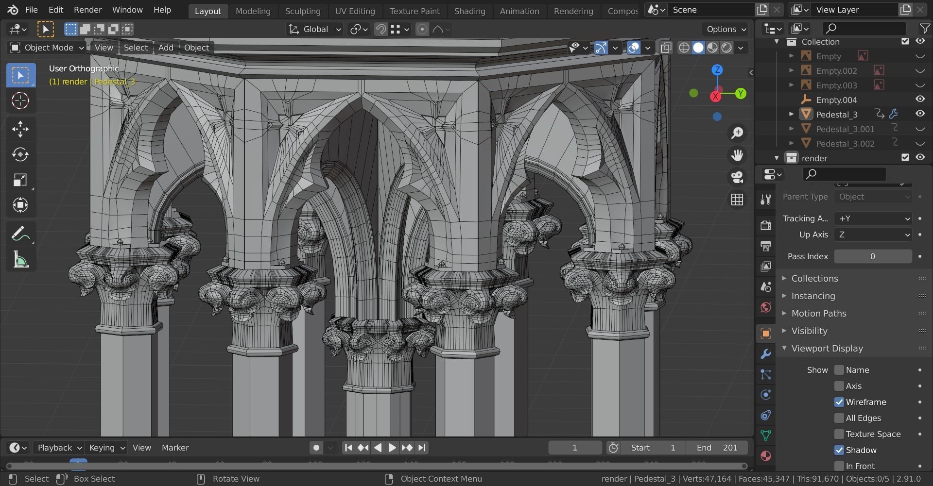 Gothic Pedestal - three materials 3D model_21