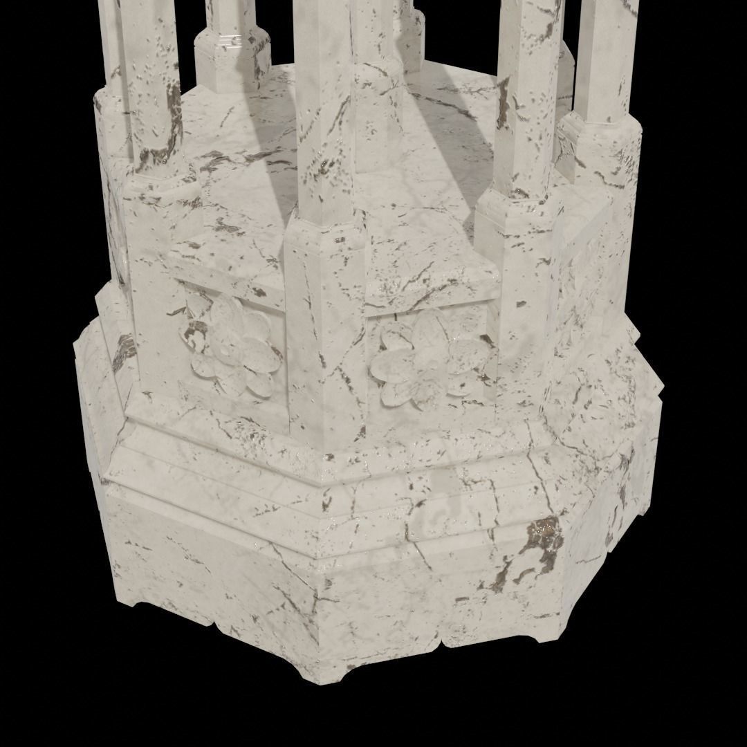 Gothic Pedestal - three materials 3D model_8