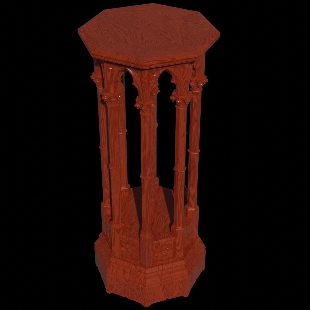 Gothic Pedestal - three materials 3D model_10