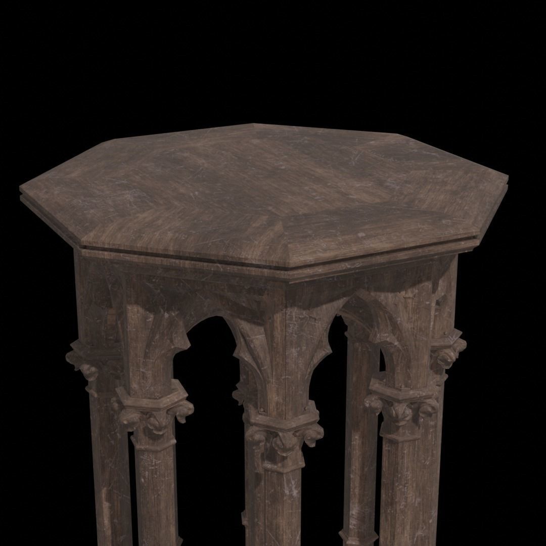 Gothic Pedestal - three materials 3D model_7