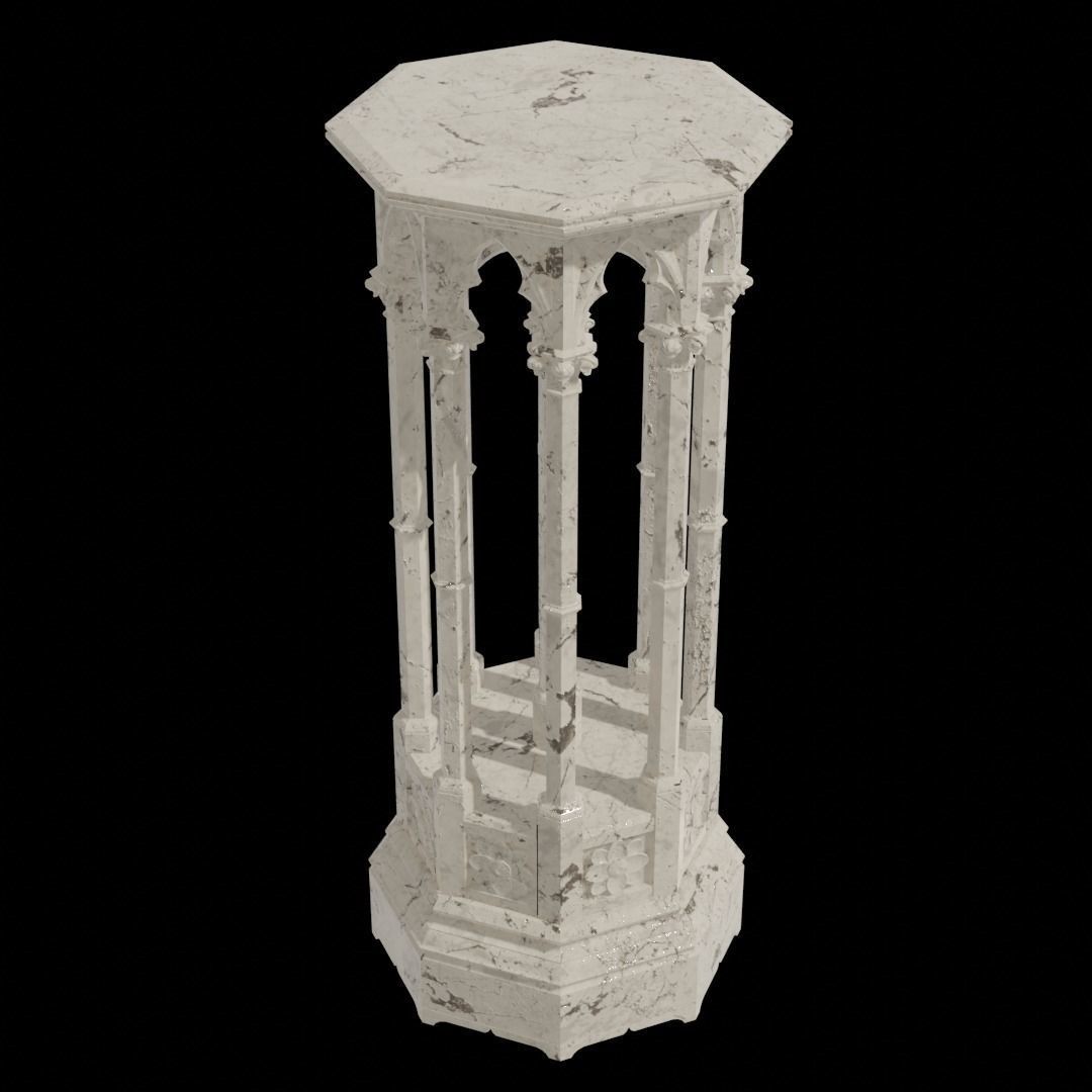 Gothic Pedestal - three materials 3D model_4