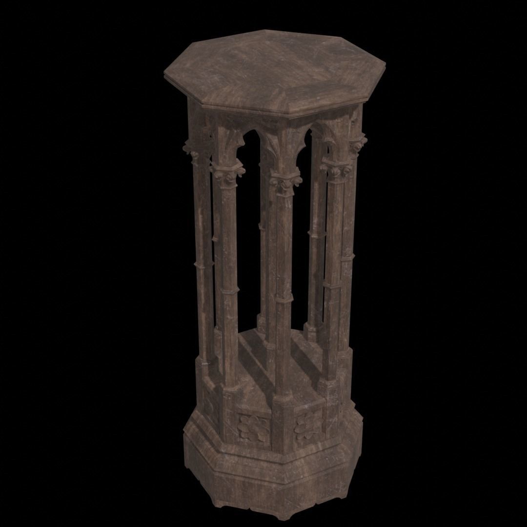 Gothic Pedestal - three materials 3D model_5