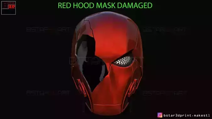 Red Hood Mask Damaged - TITANS season 3 - DC comics Cosplay 3D print model