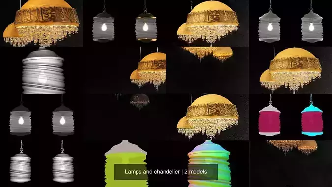 Lamps and chandelier 3D Model Collection