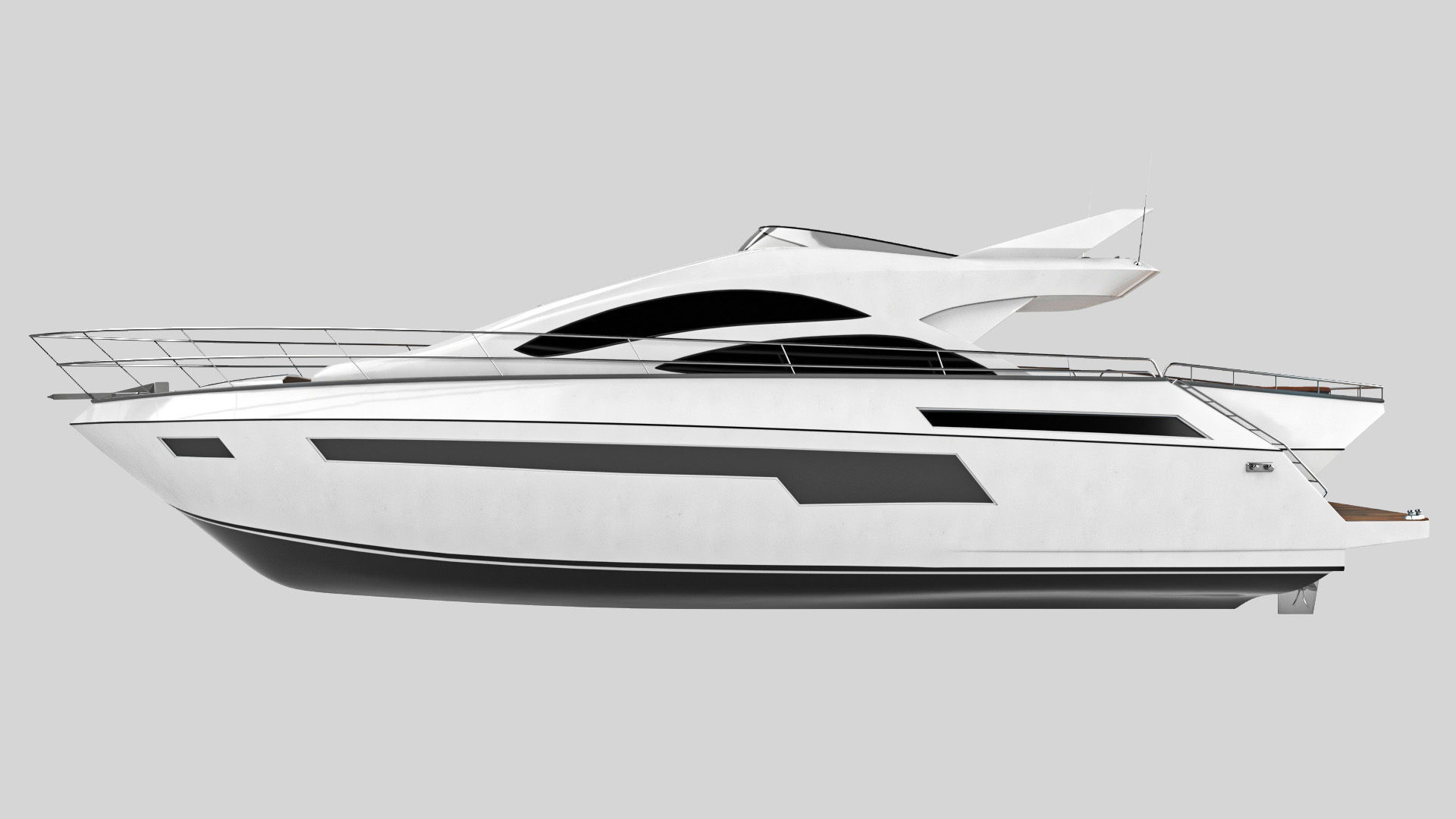 Yacht motor boat Low-poly 3D model_6