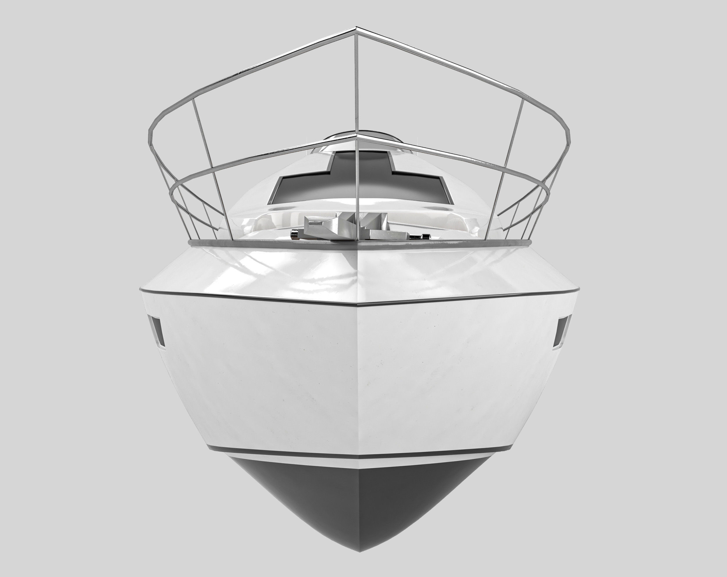 Yacht motor boat Low-poly 3D model_11