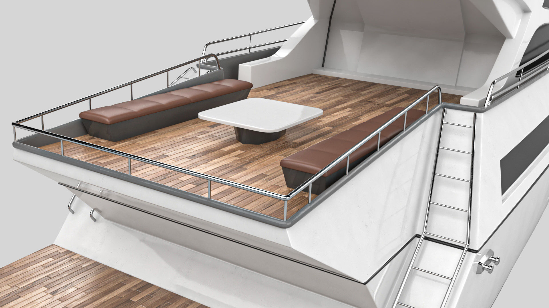 Yacht motor boat Low-poly 3D model_16