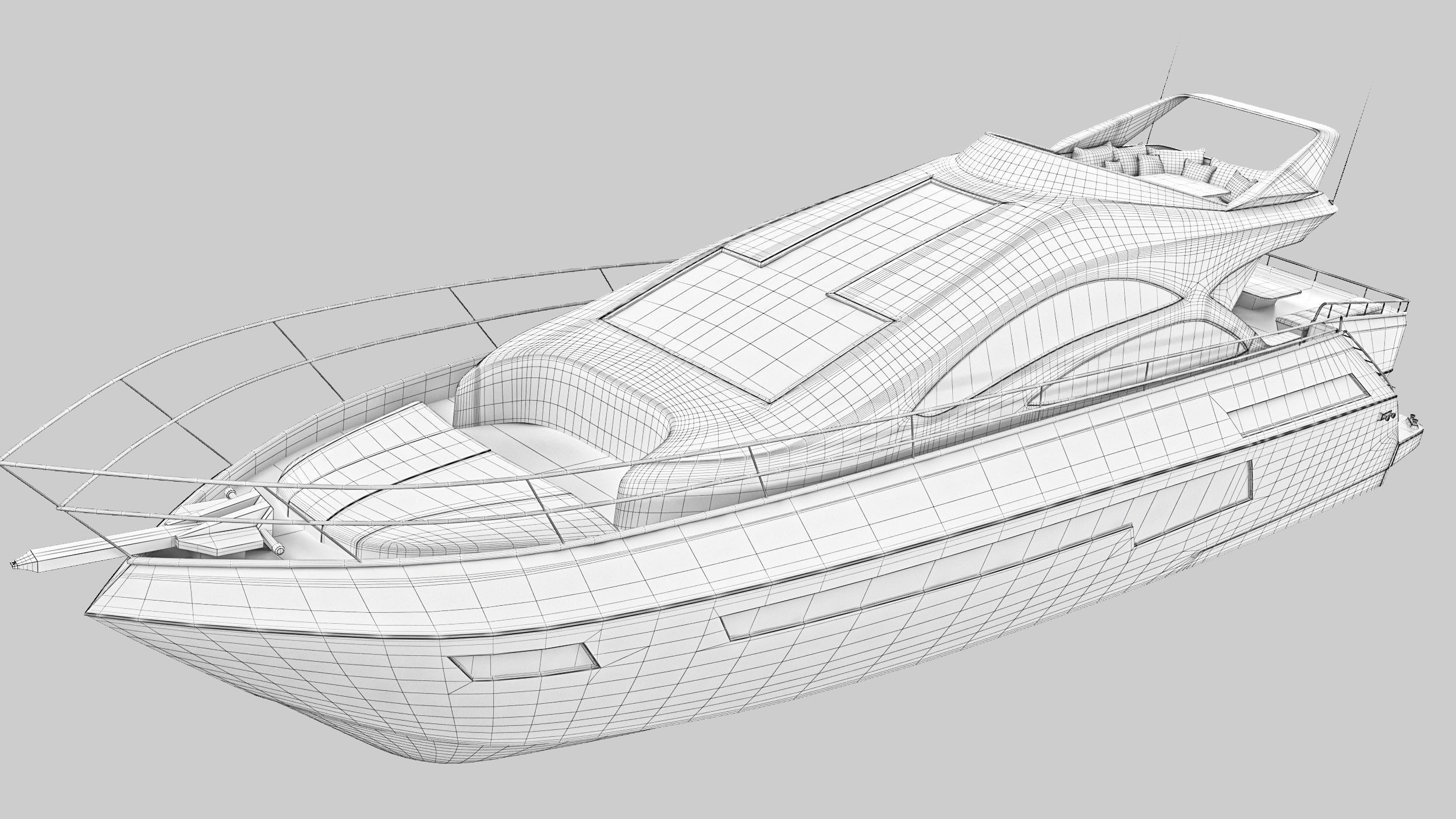 Yacht motor boat Low-poly 3D model_20