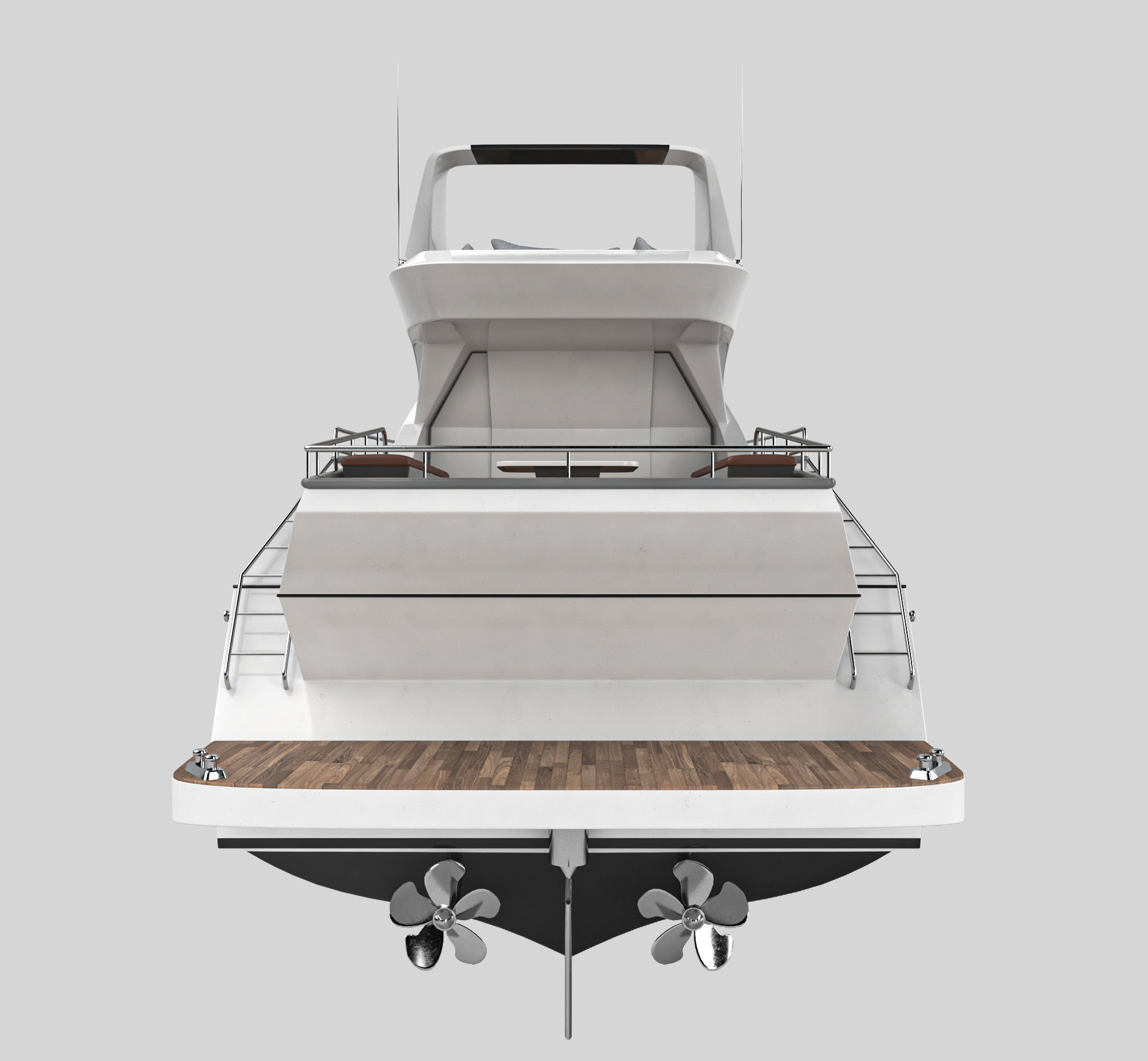 Yacht motor boat Low-poly 3D model_12