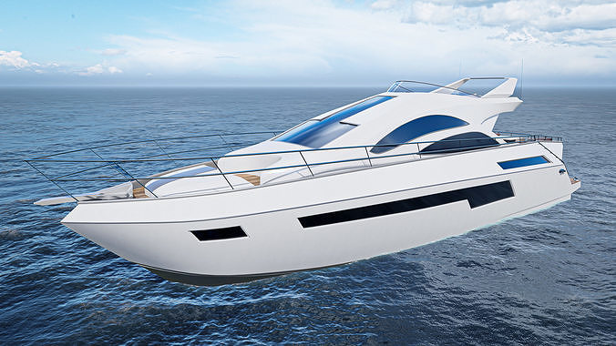Yacht motor boat Low-poly 3D model