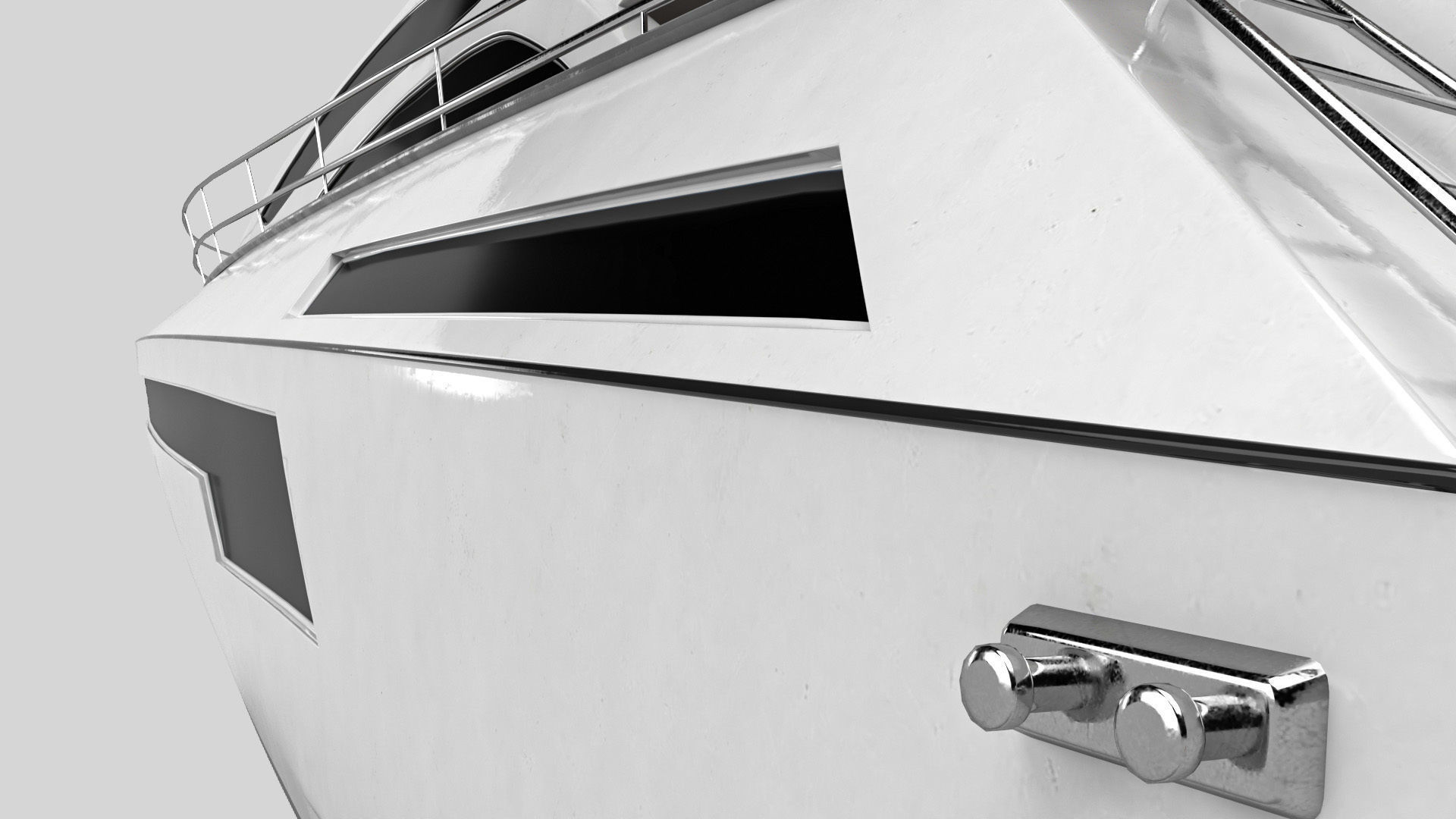 Yacht motor boat Low-poly 3D model_9