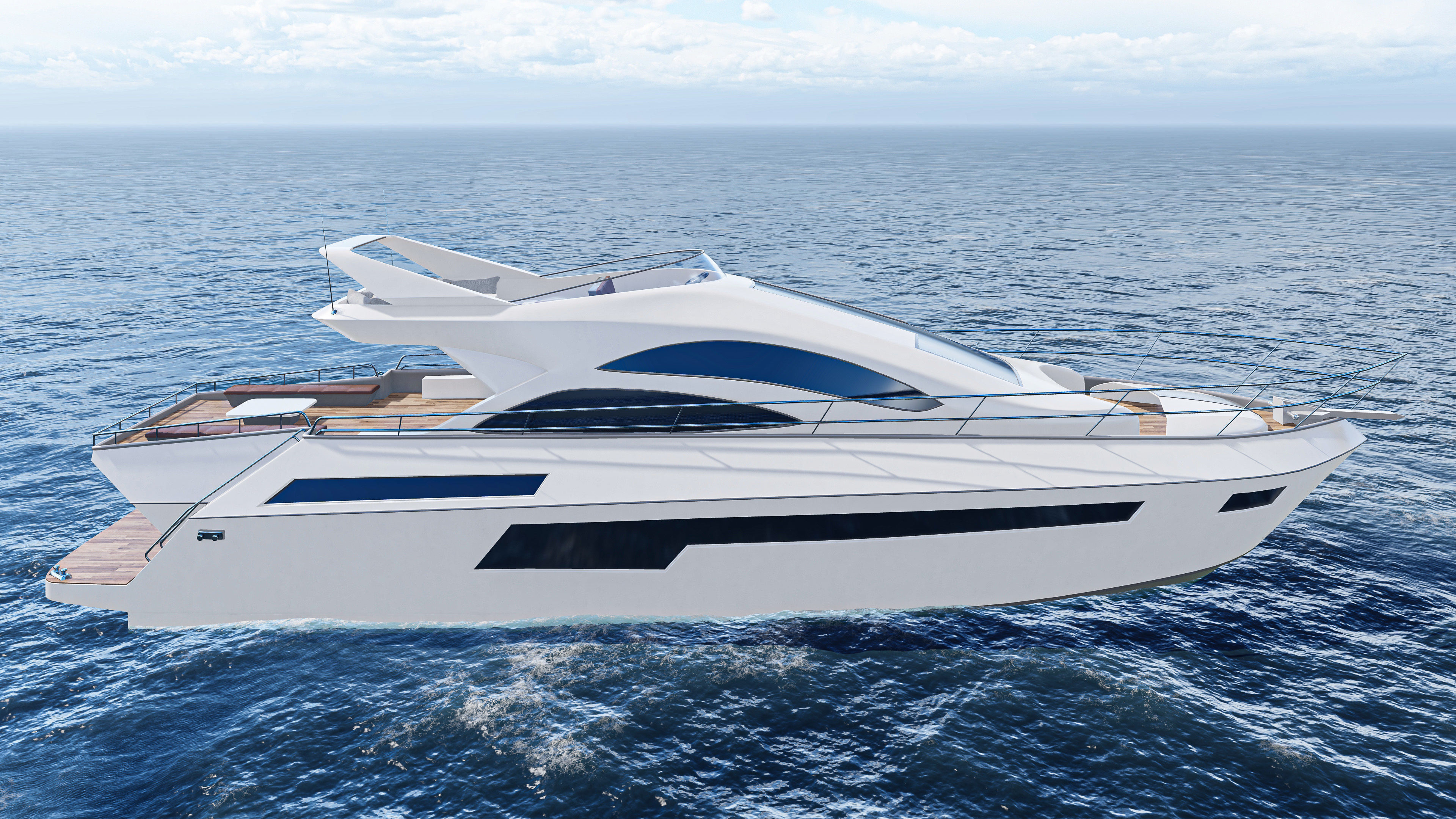 Yacht motor boat Low-poly 3D model_7