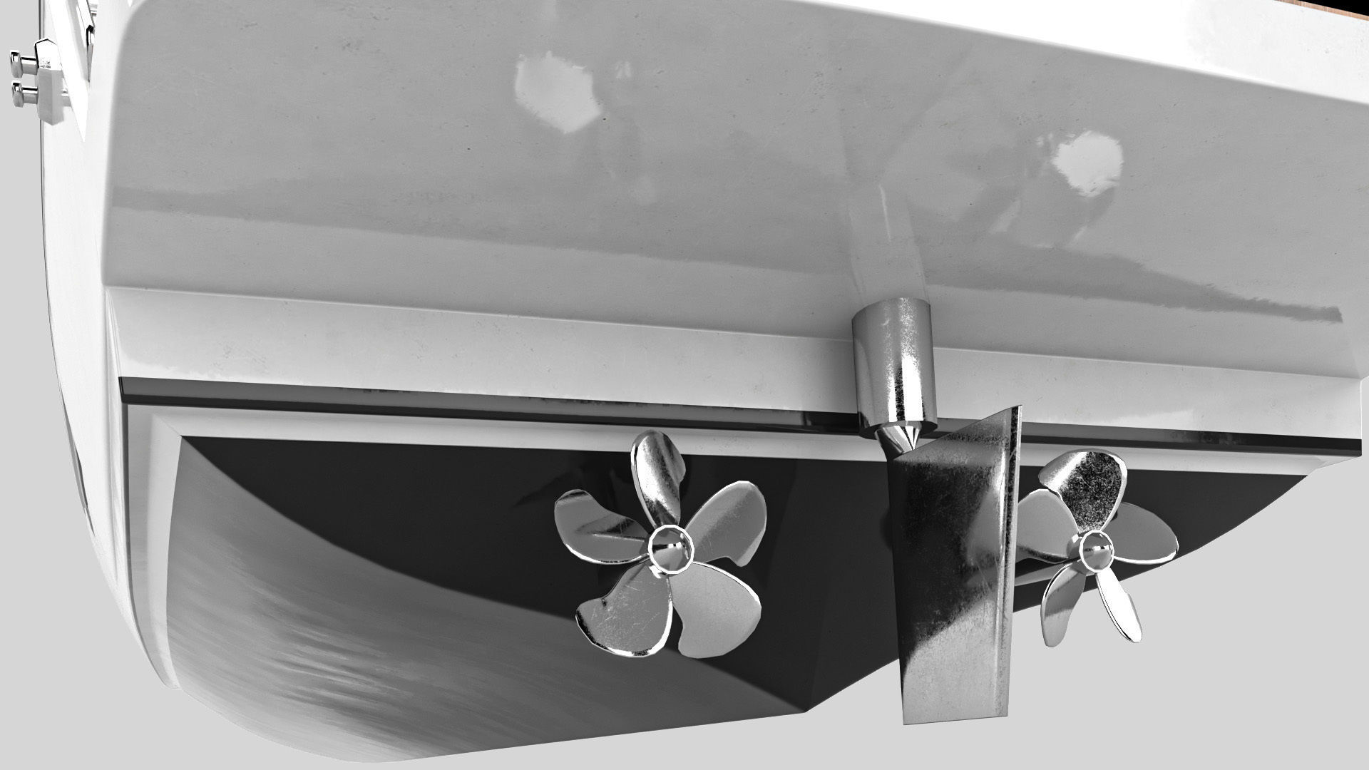 Yacht motor boat Low-poly 3D model_10