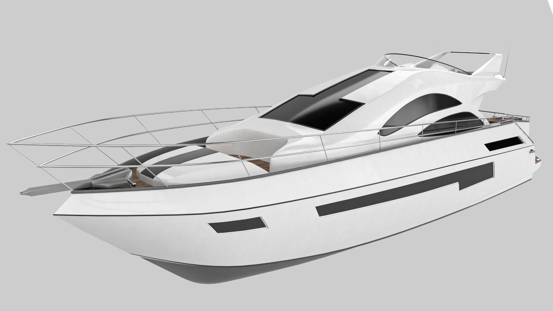Yacht motor boat Low-poly 3D model_2