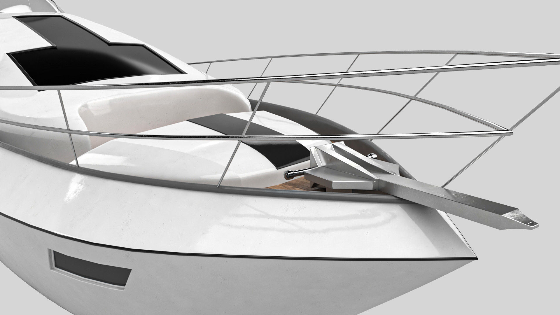 Yacht motor boat Low-poly 3D model_8