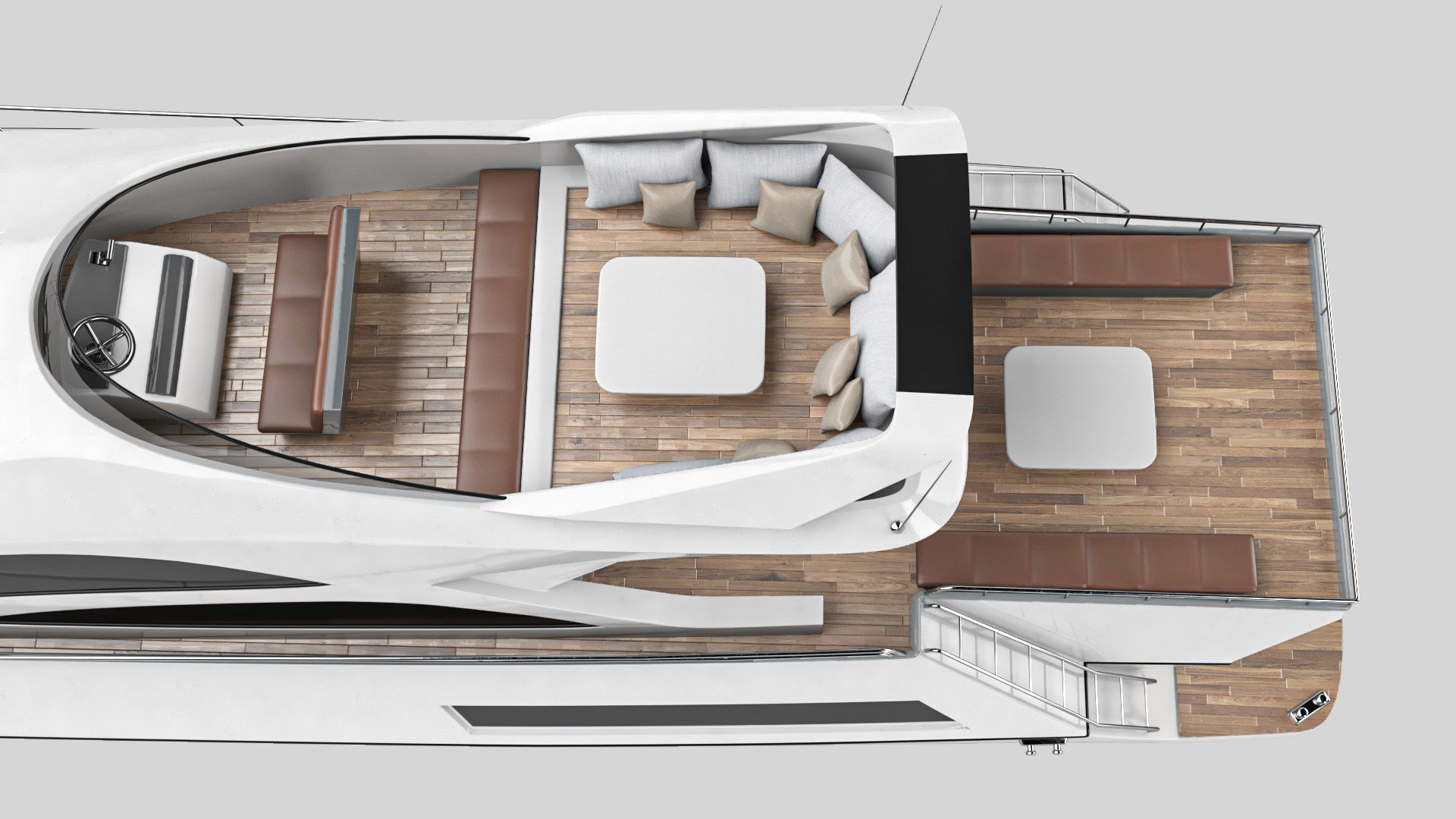 Yacht motor boat Low-poly 3D model_13