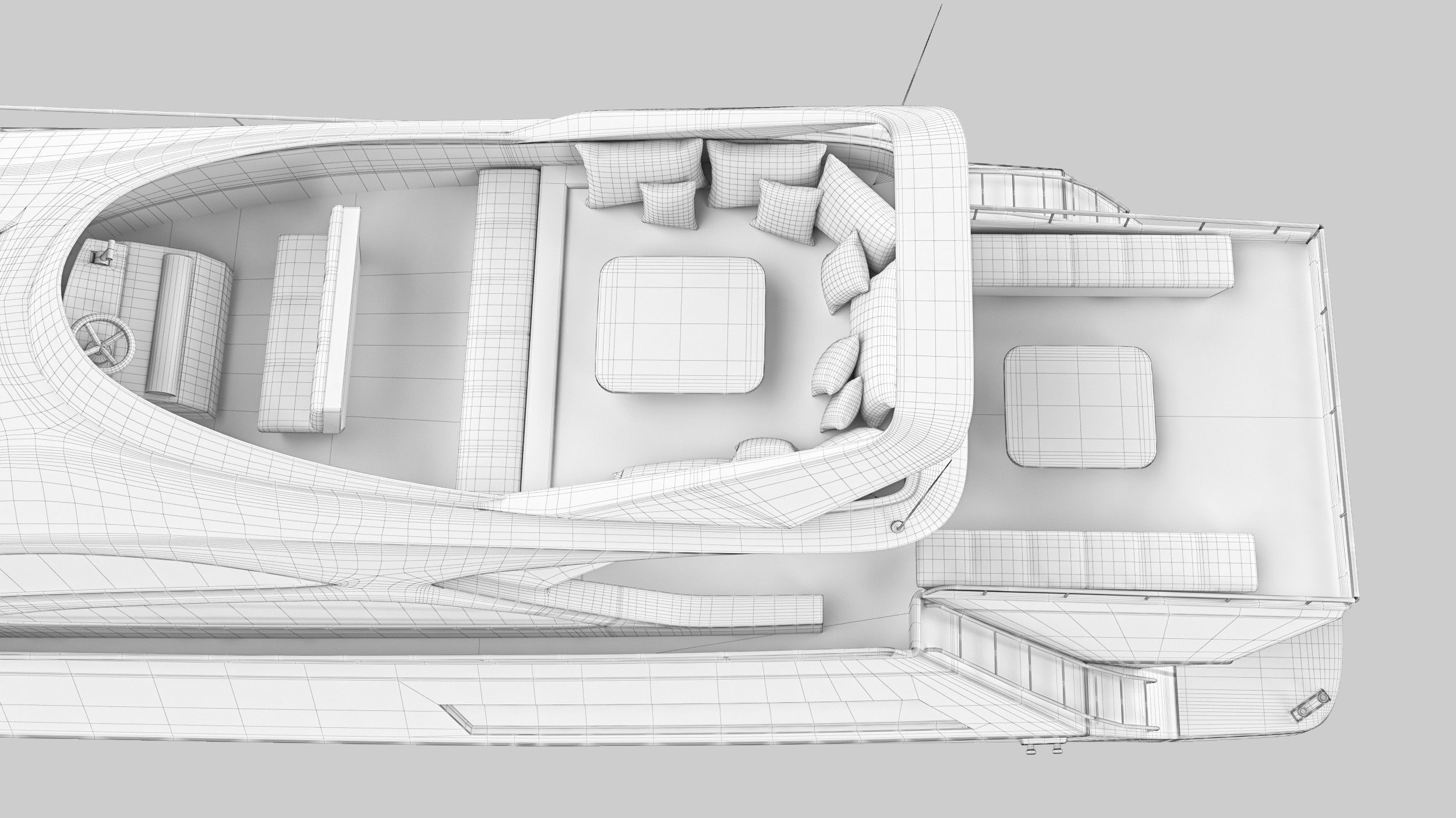 Yacht motor boat Low-poly 3D model_21