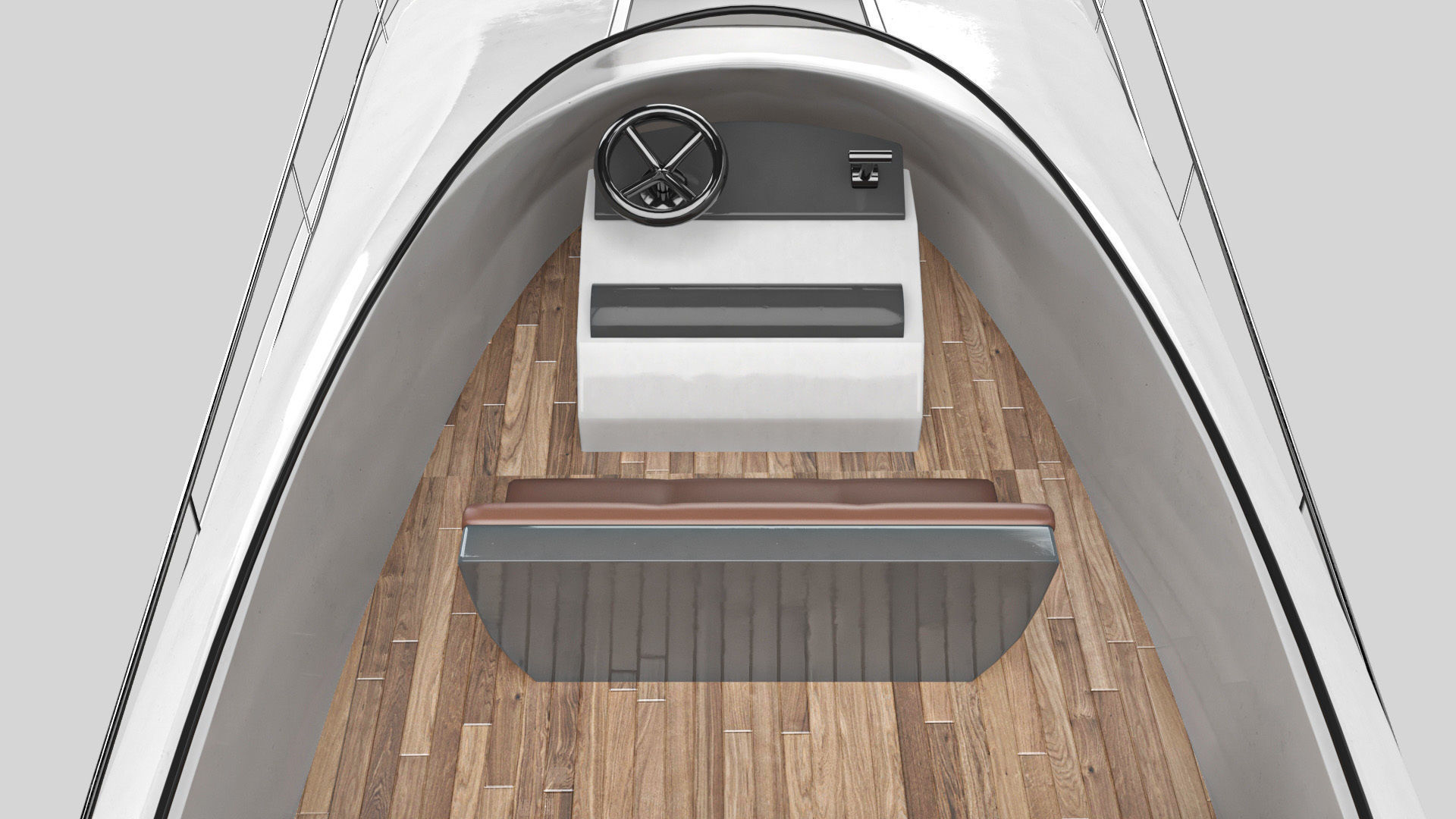 Yacht motor boat Low-poly 3D model_15