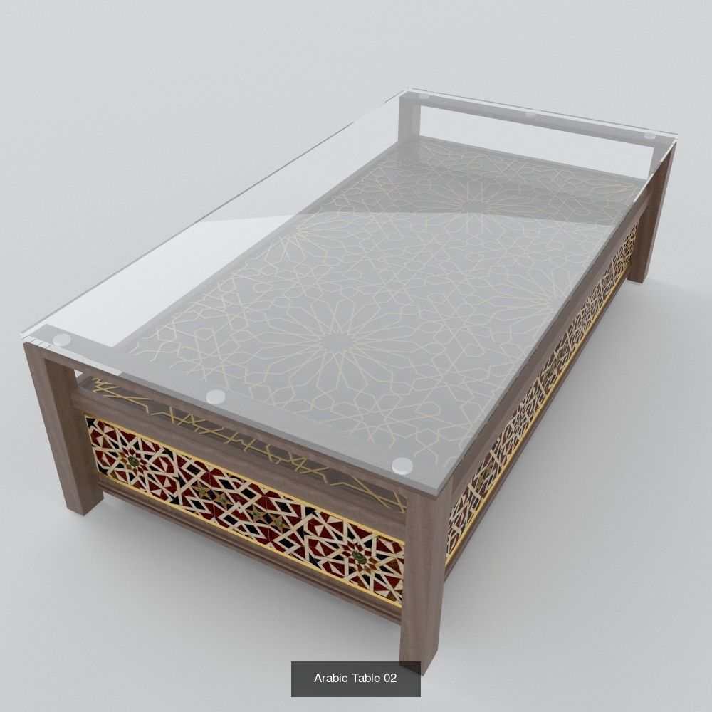 Tables glass coffee table with tea cups and saucers 3D Model Collection_7