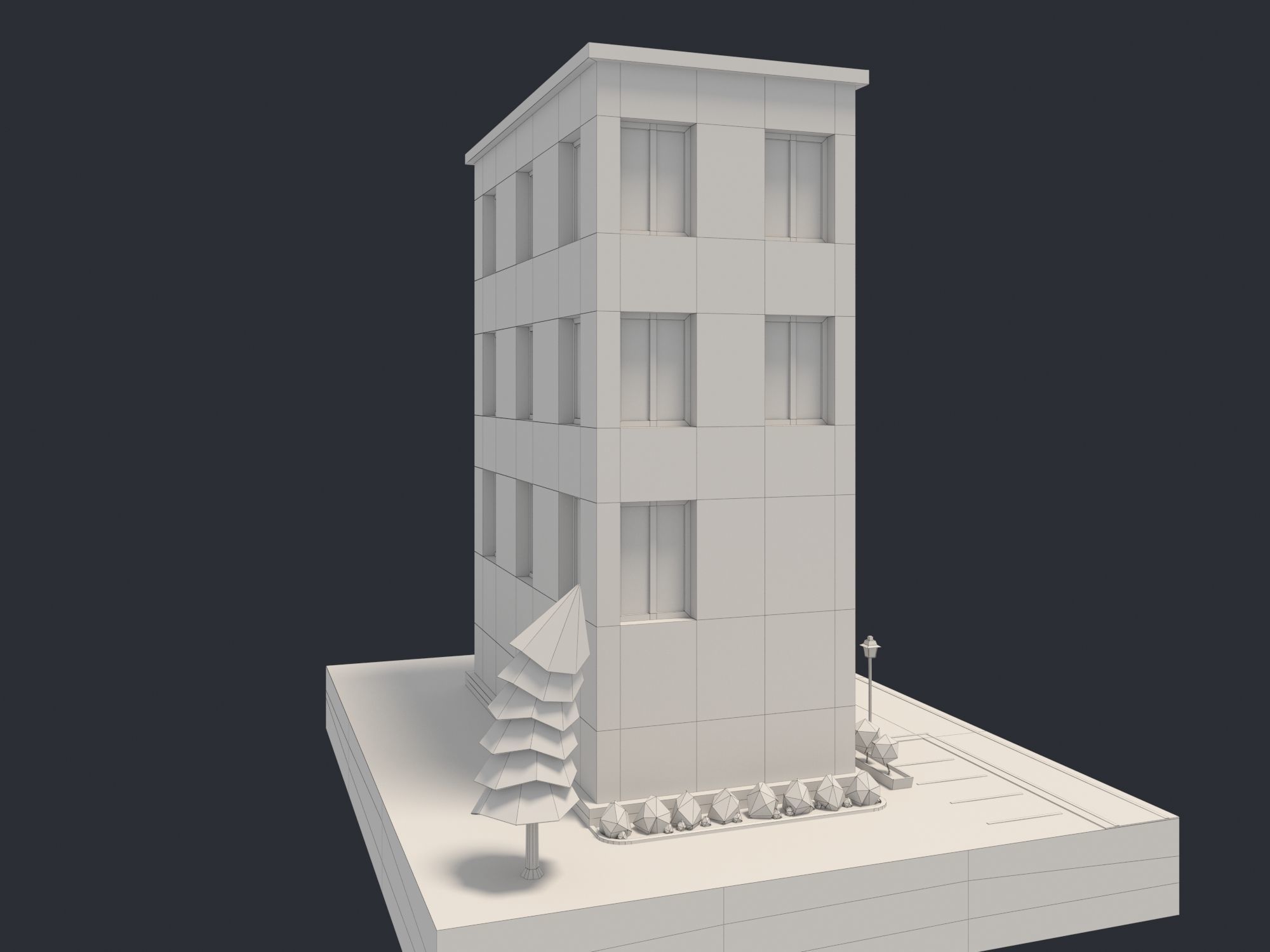 Bank Building Low-poly 3D model_15