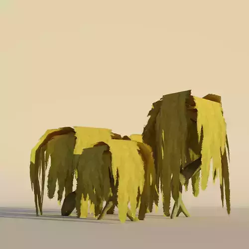 Willow Tree Set Cartoon Stylized Hand painted Low-poly 3D model