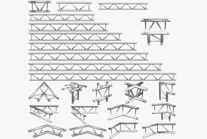 Beam Trusses Collection - 24 PCS Modular 3D model