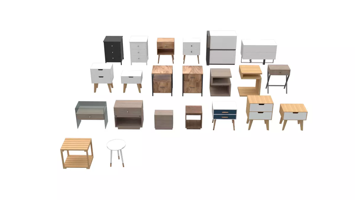 Nightstands nightstand with three drawers 3D model_0