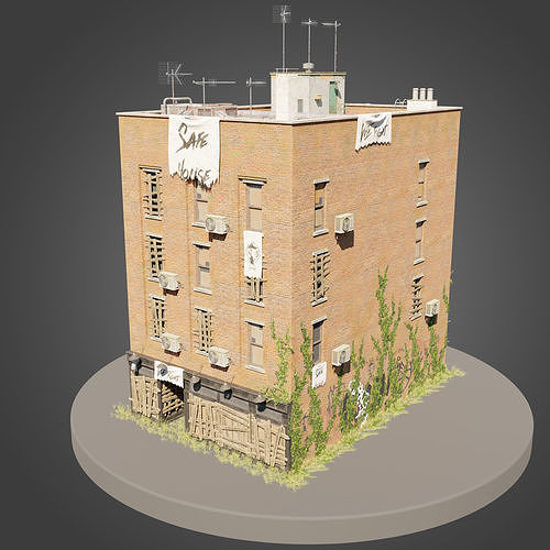 Abandoned building Low-poly 3D model