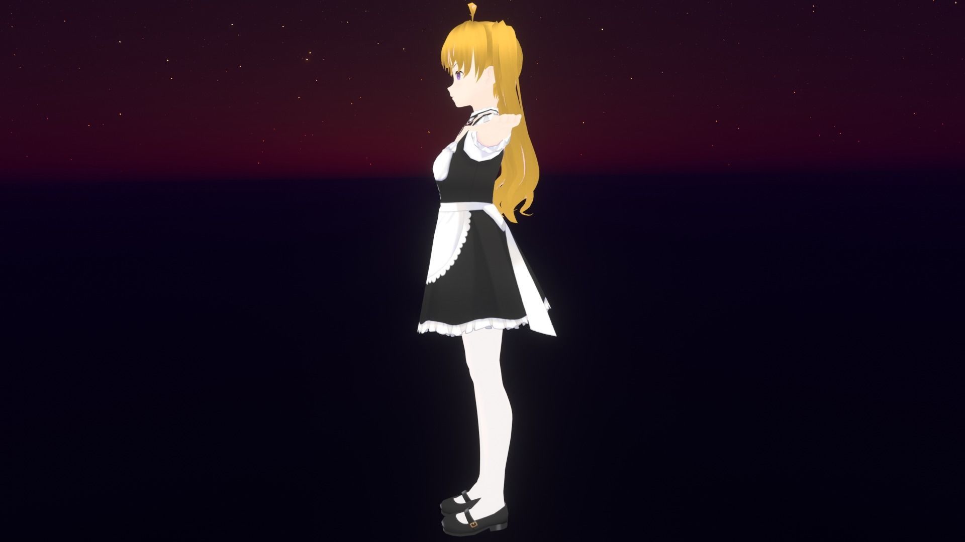 cute anime girl character - Yuriko Low-poly 3D model_5