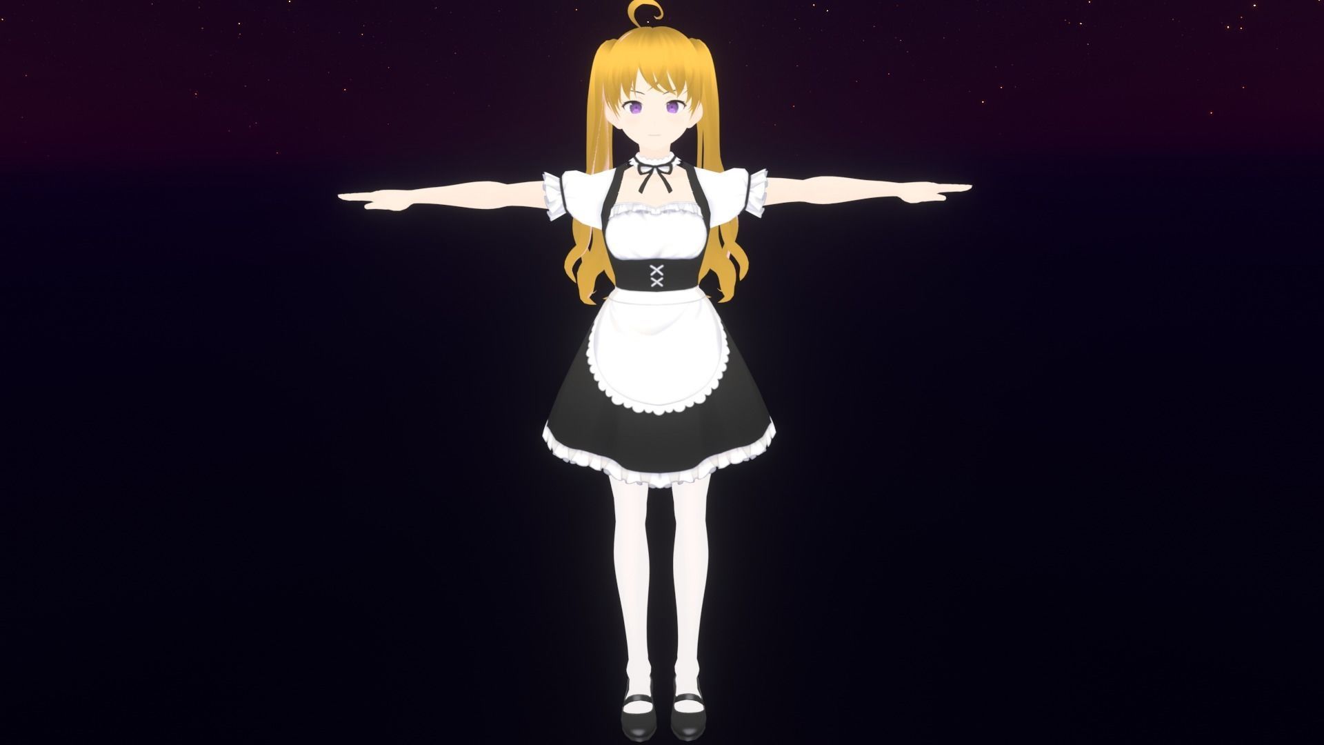 cute anime girl character - Yuriko Low-poly 3D model_1