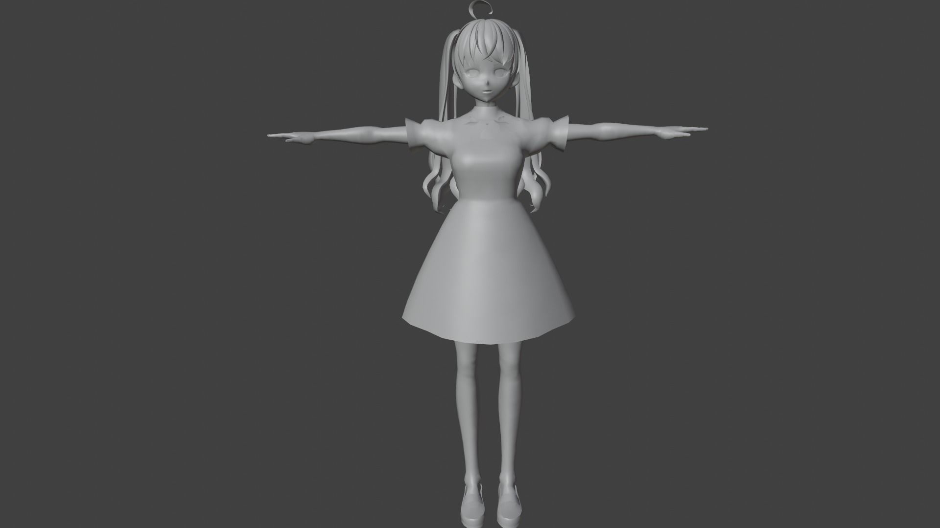 cute anime girl character - Yuriko Low-poly 3D model_7