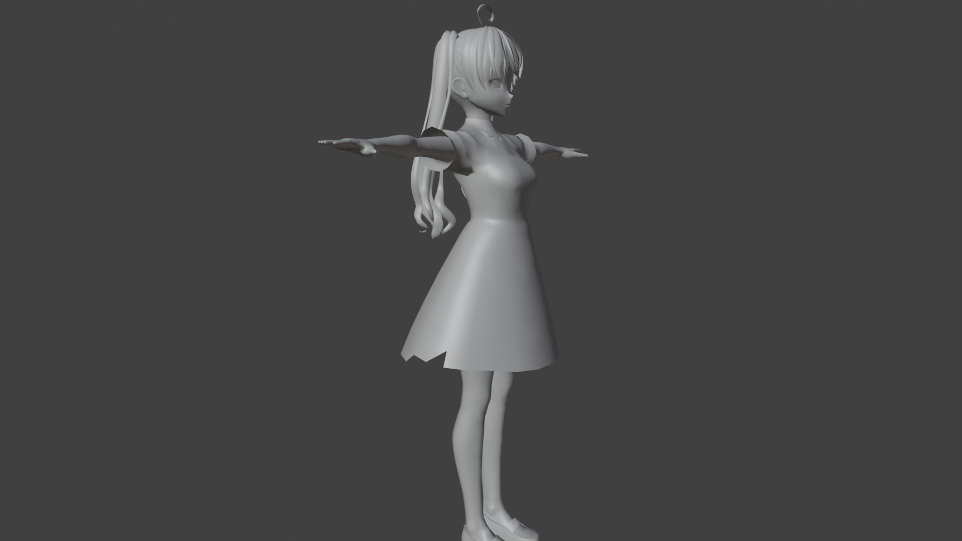 cute anime girl character - Yuriko Low-poly 3D model_8