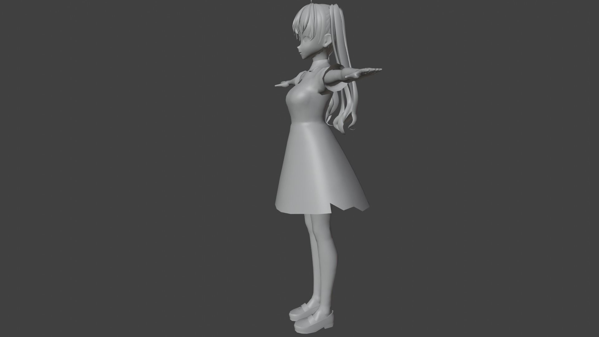 cute anime girl character - Yuriko Low-poly 3D model_9