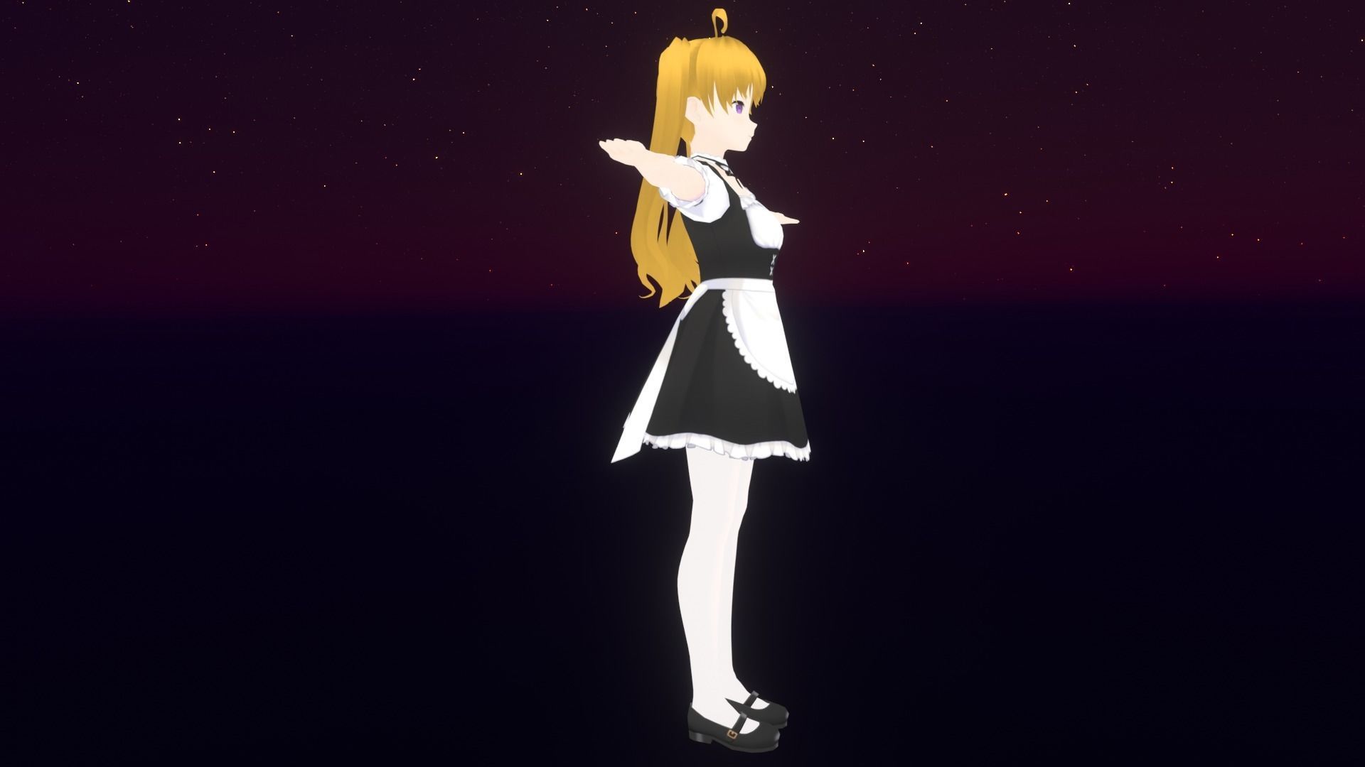 cute anime girl character - Yuriko Low-poly 3D model_4