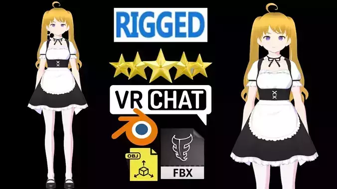 cute anime girl character - Yuriko Low-poly 3D model cute anime girl character - Yuriko Low-poly 3D model