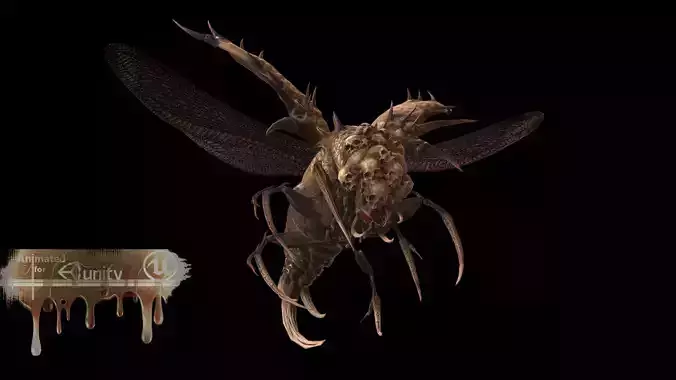DemonBug13 bee flying Low-poly 3D model