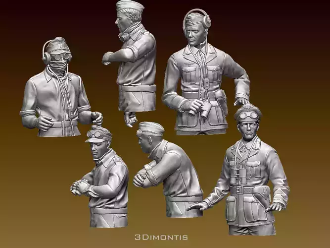 German tank crew Afrika Korps 3D print model