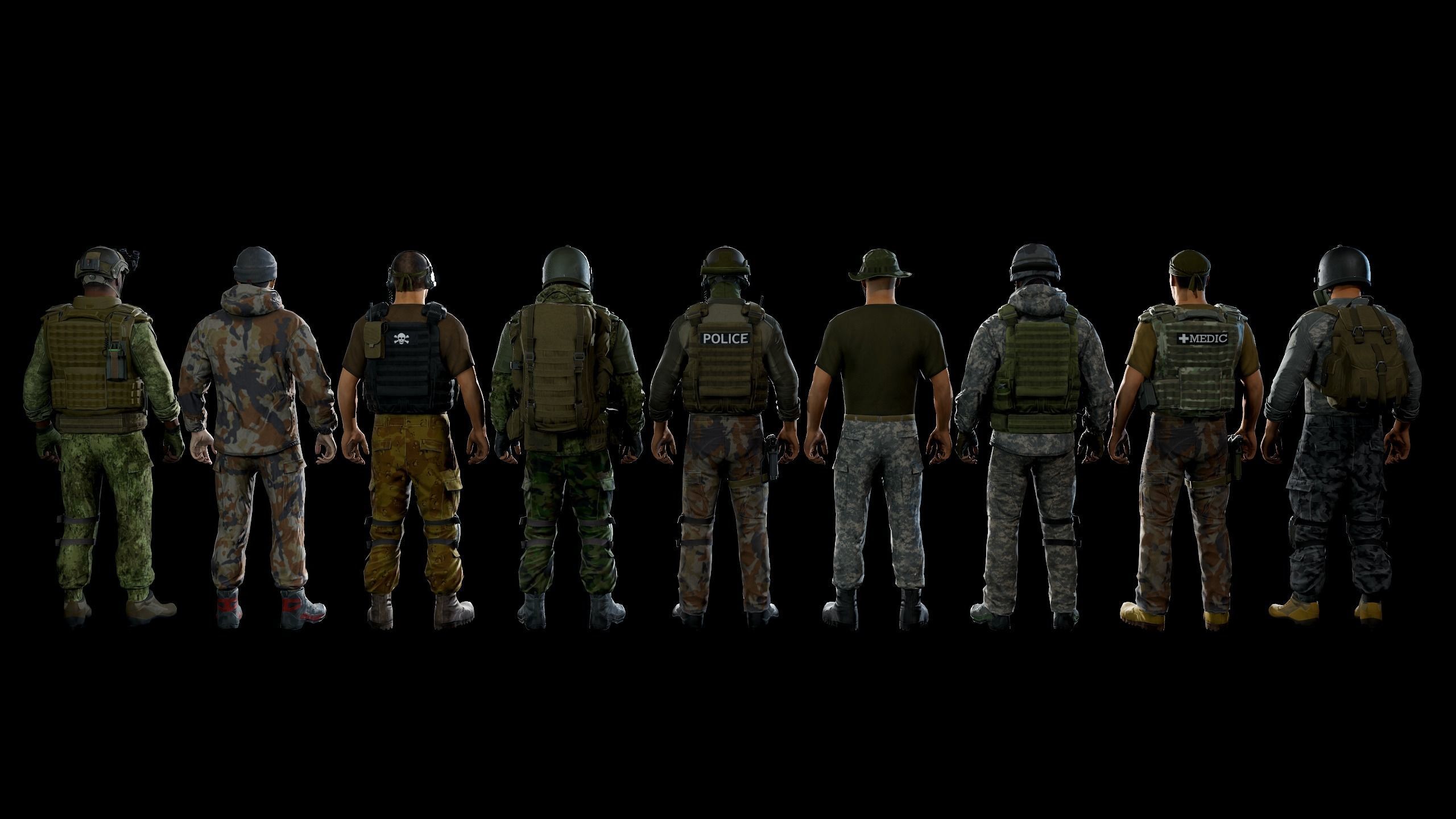 Modular military character 2 Low-poly 3D model_33