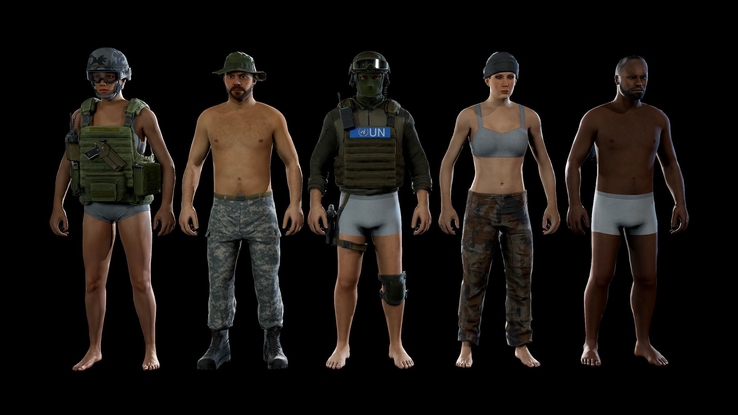 Modular military character 2 Low-poly 3D model_10