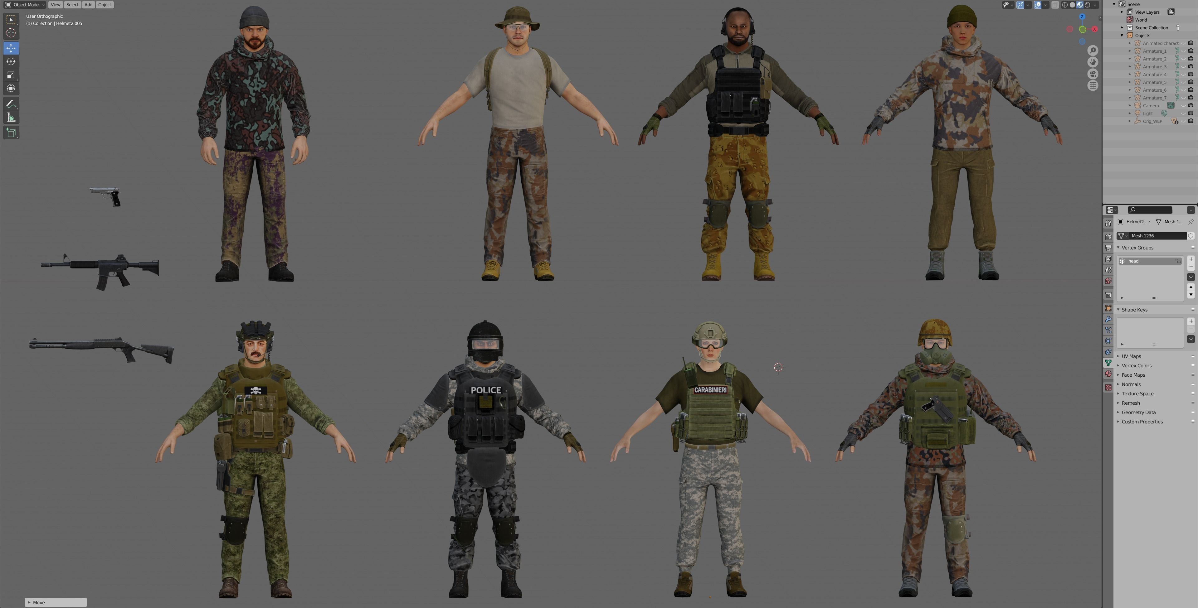 Modular military character 2 Low-poly 3D model_11