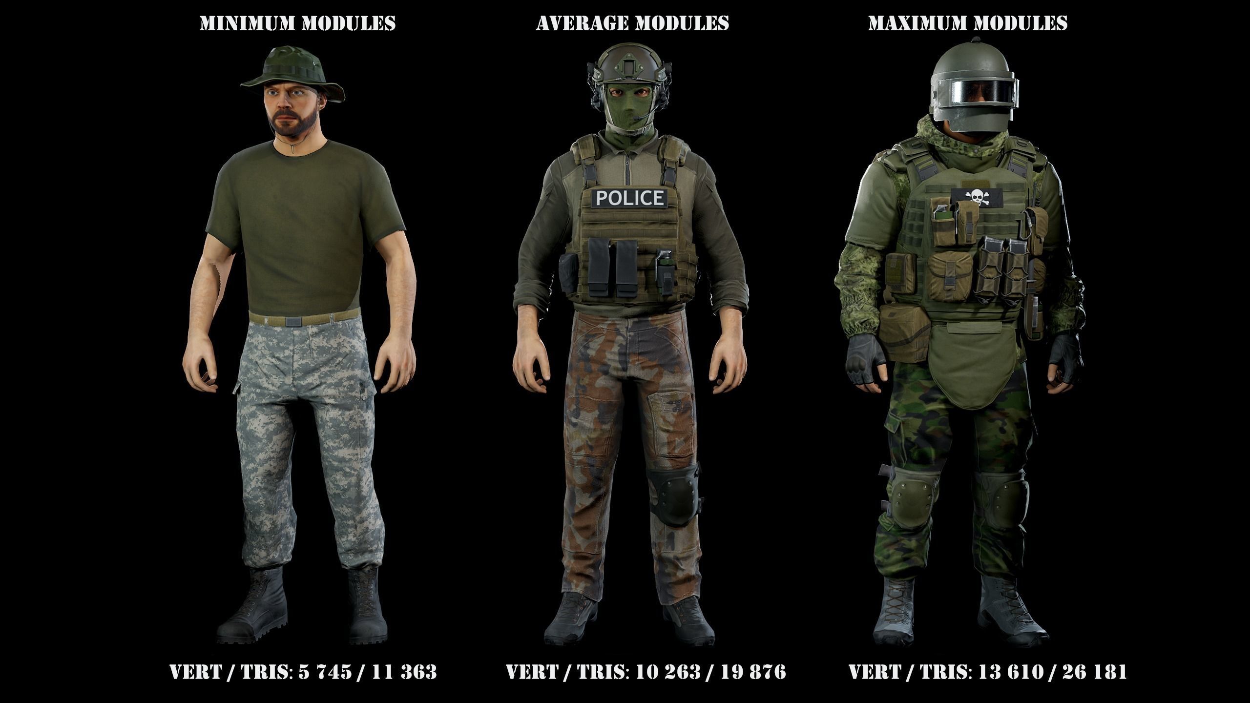 Modular military character 2 Low-poly 3D model_6