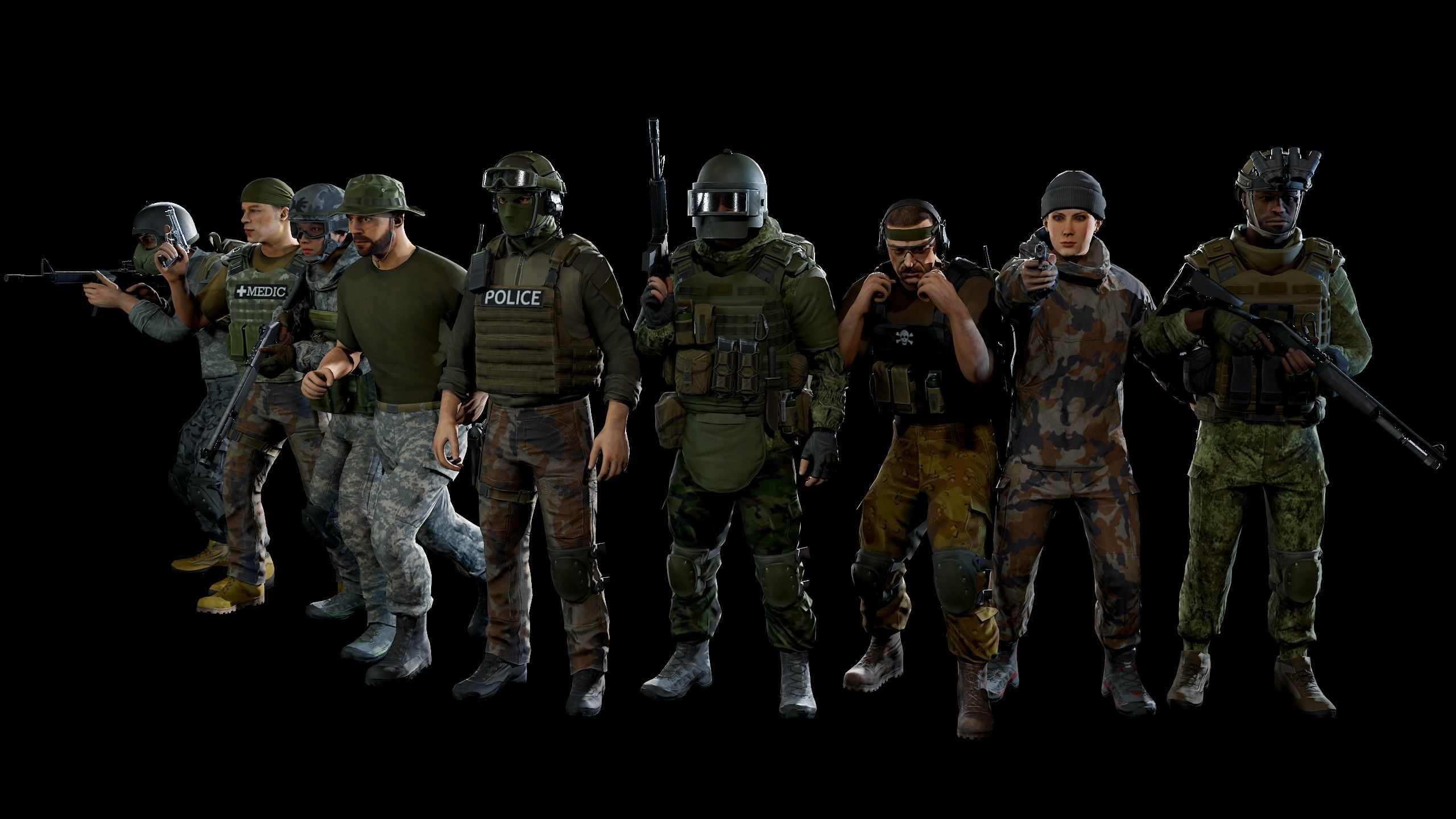 Modular military character 2 Low-poly 3D model_14