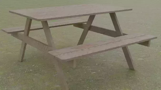 3d model of a wooden table in the yard