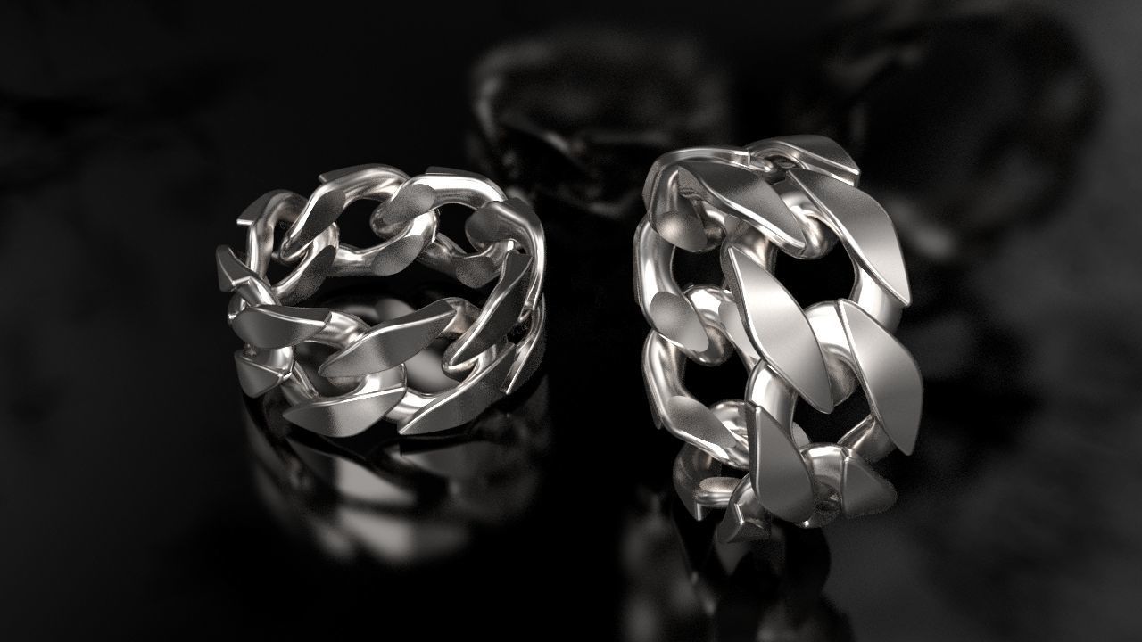 Miami Cuban Link Chain Ring 10mm wide 3D print model_3