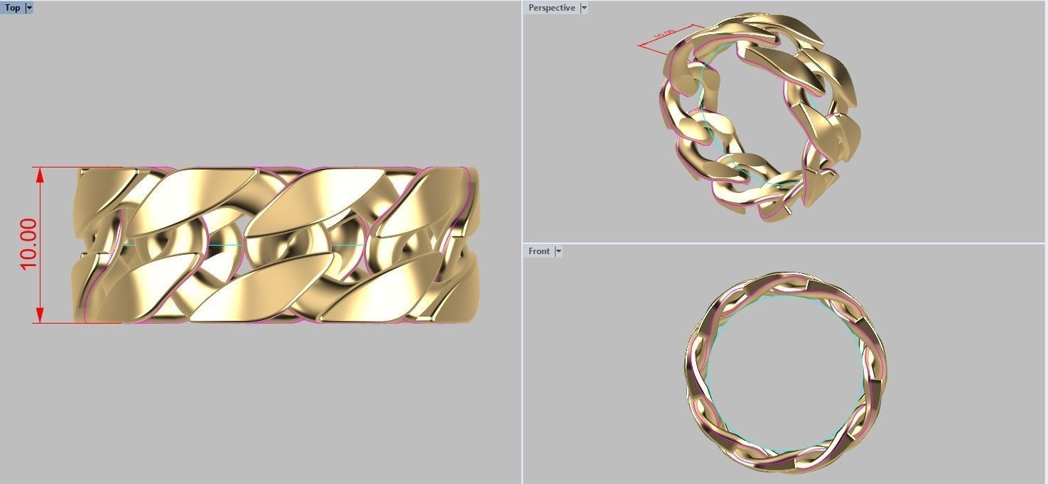 Miami Cuban Link Chain Ring 10mm wide 3D print model_5
