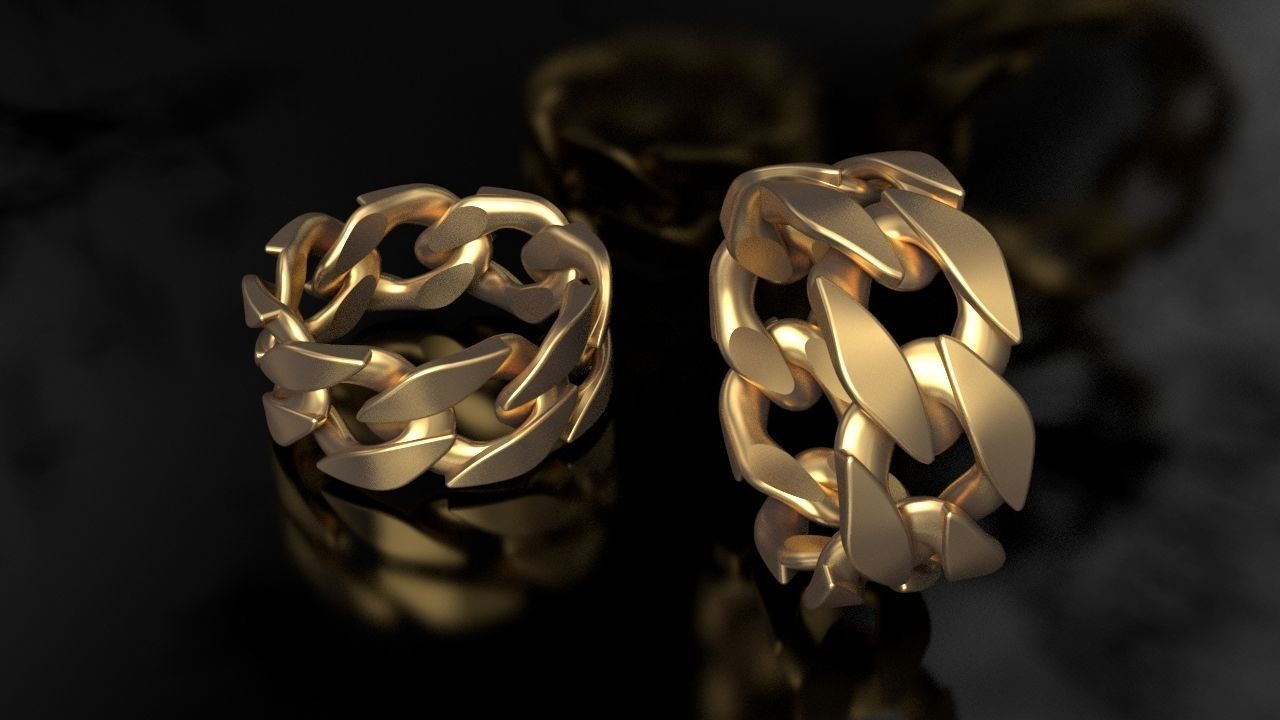 Miami Cuban Link Chain Ring 10mm wide 3D print model_2