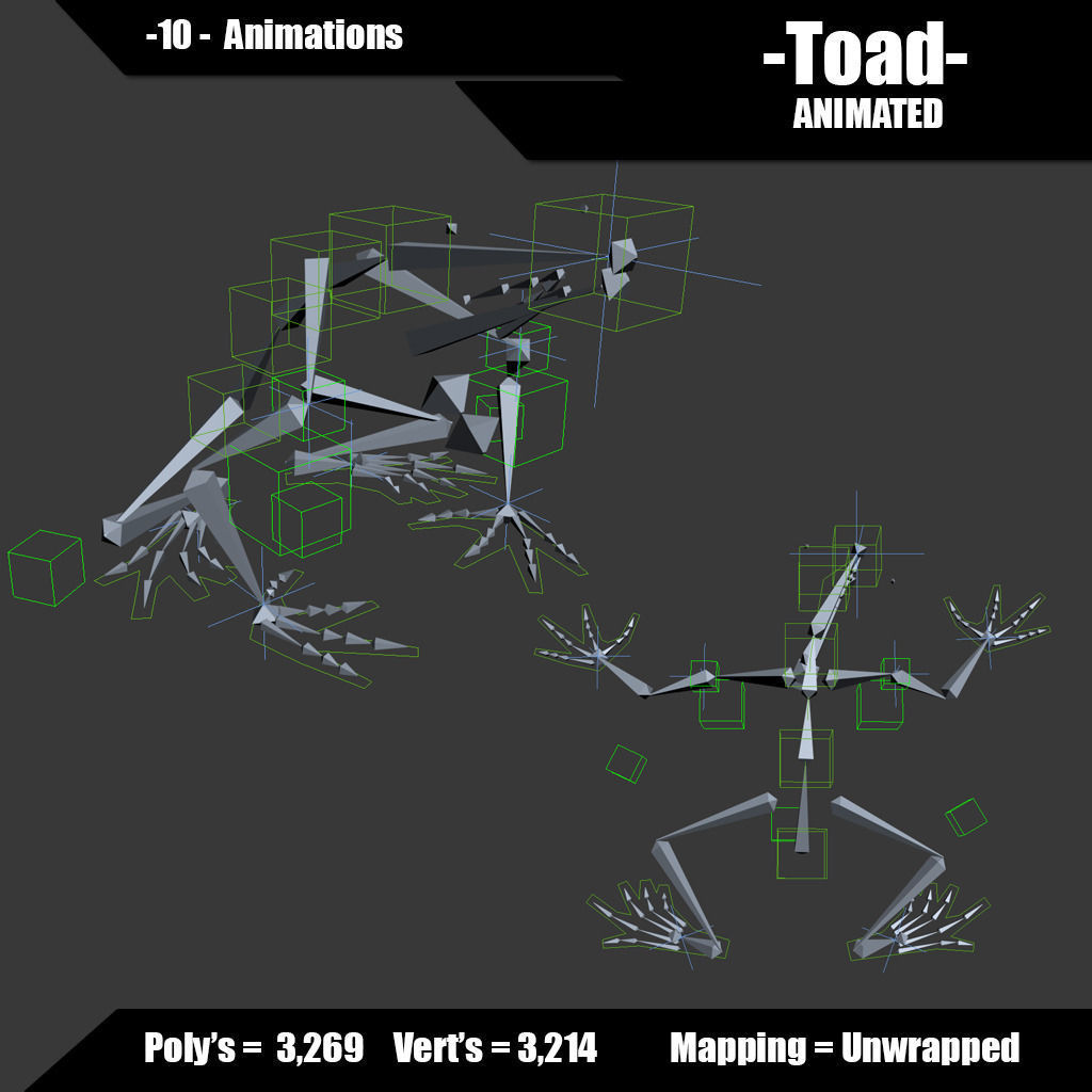 Toad Animated Low-poly 3D model_9