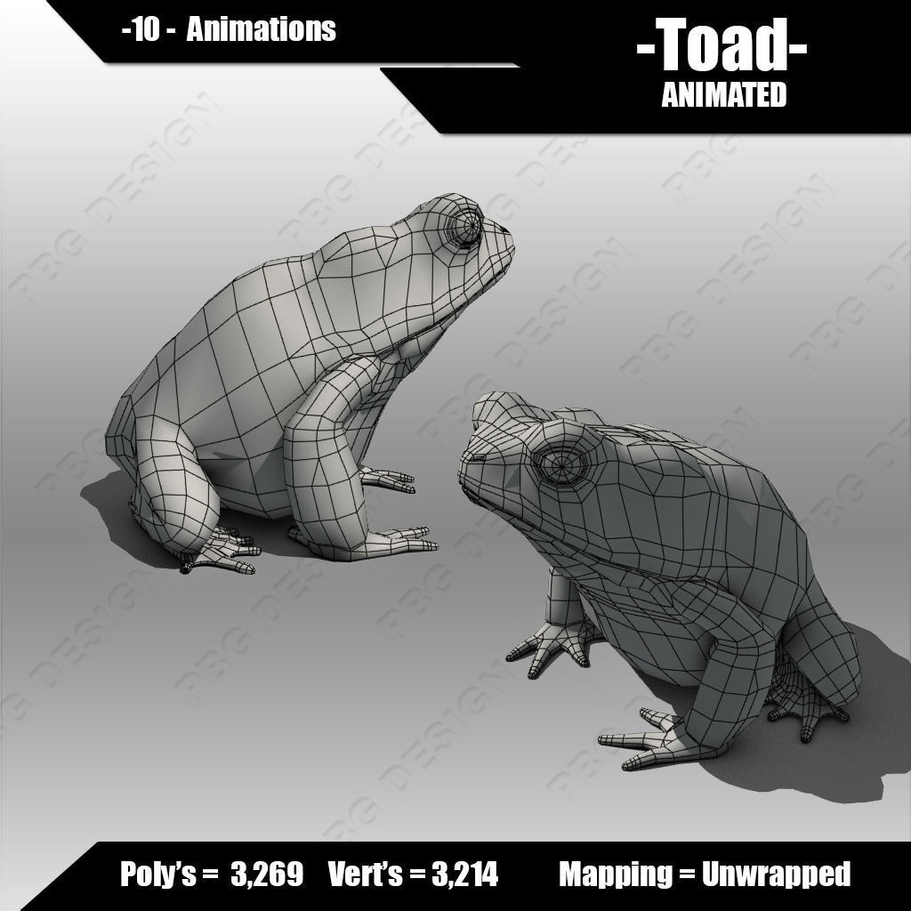 Toad Animated Low-poly 3D model_6