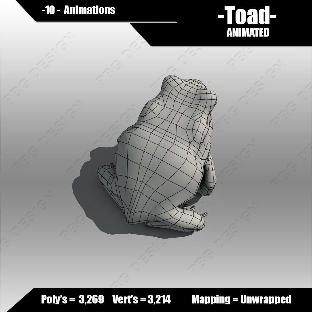 Toad Animated Low-poly 3D model_7