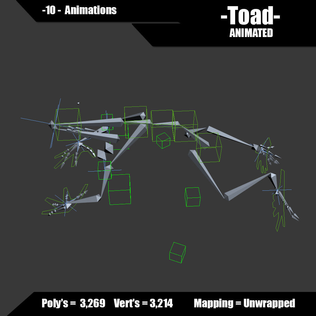 Toad Animated Low-poly 3D model_8